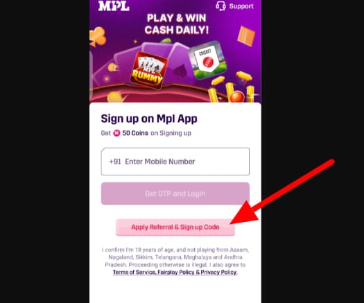Apply Referral and Sign-up Code Apply Referral and Sign-up Code