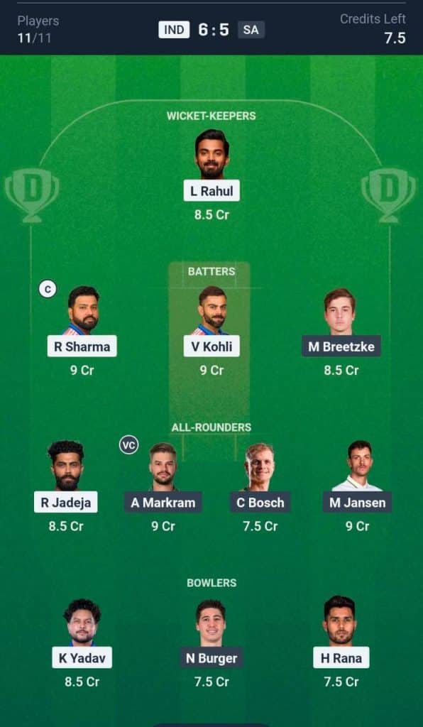 India vs South Africa Dream11 prediction 2nd ODI